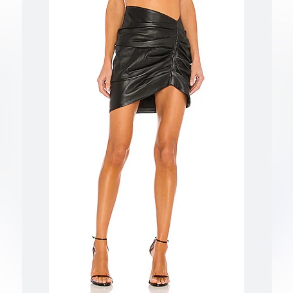 Camila Coelho x Revolve Clementine bodycon Ruched black Leather mini Skirt Small - Picture 5 of 12